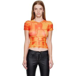 Miaou Recycled Polyester T-shirt Plus Size 2XL Womens Stone Orange $100